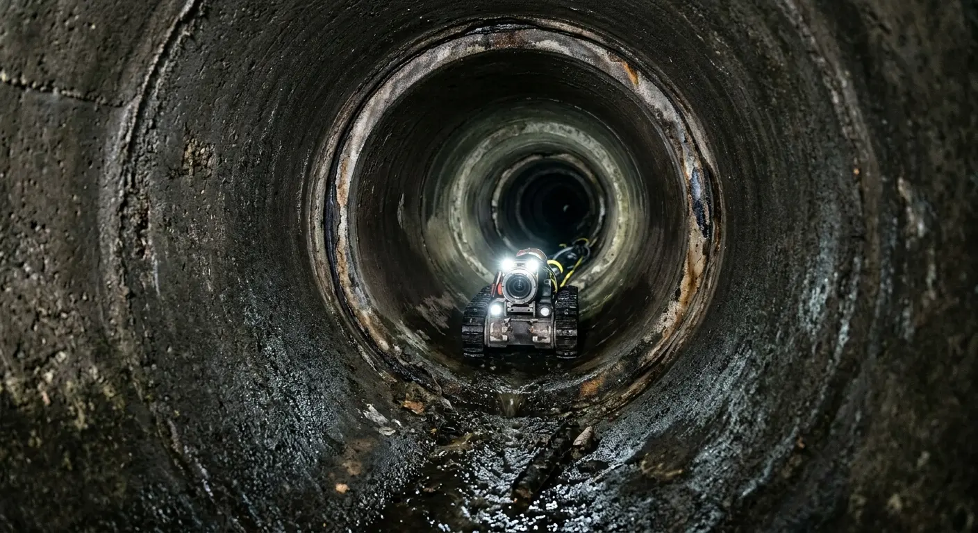 Robotic sewer camera inspecting pipe interior for Drain Snake Service in Atwater